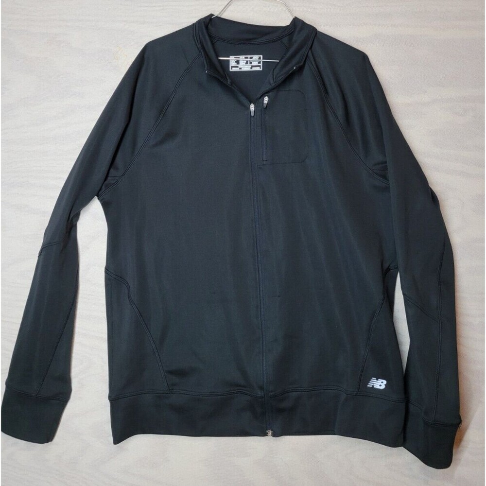 New Balance Men's Size L Jacket Full Zip Lightning Dry Black Logo Zip Pocket